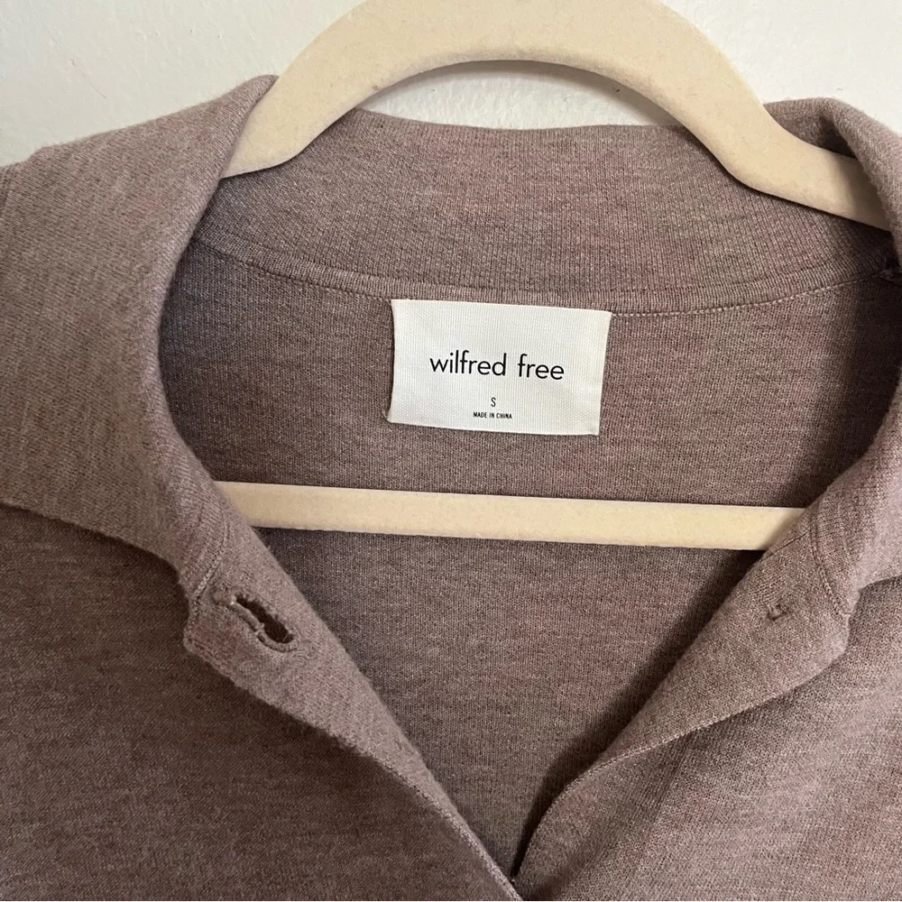 Aritzia Wilfred Free Ronnie Shirt Jacket Sweater Button Front Beige - Picture 3 of 7